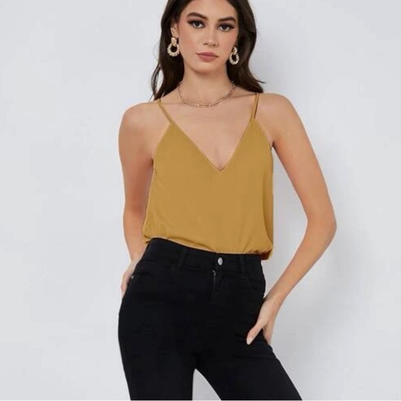 LAST 1😛v neck cami tank top yellow - Picture 1 of 2